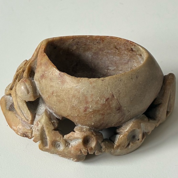 Chinese hand-carved soapstone brush washer Mini Planter for succulent or bonsai